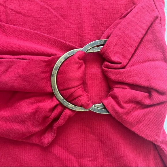 Anthropologie Maeve Shirt Dakota Buckle Wrap Top Short Sleeve Red Petite MP - Picture 10 of 11